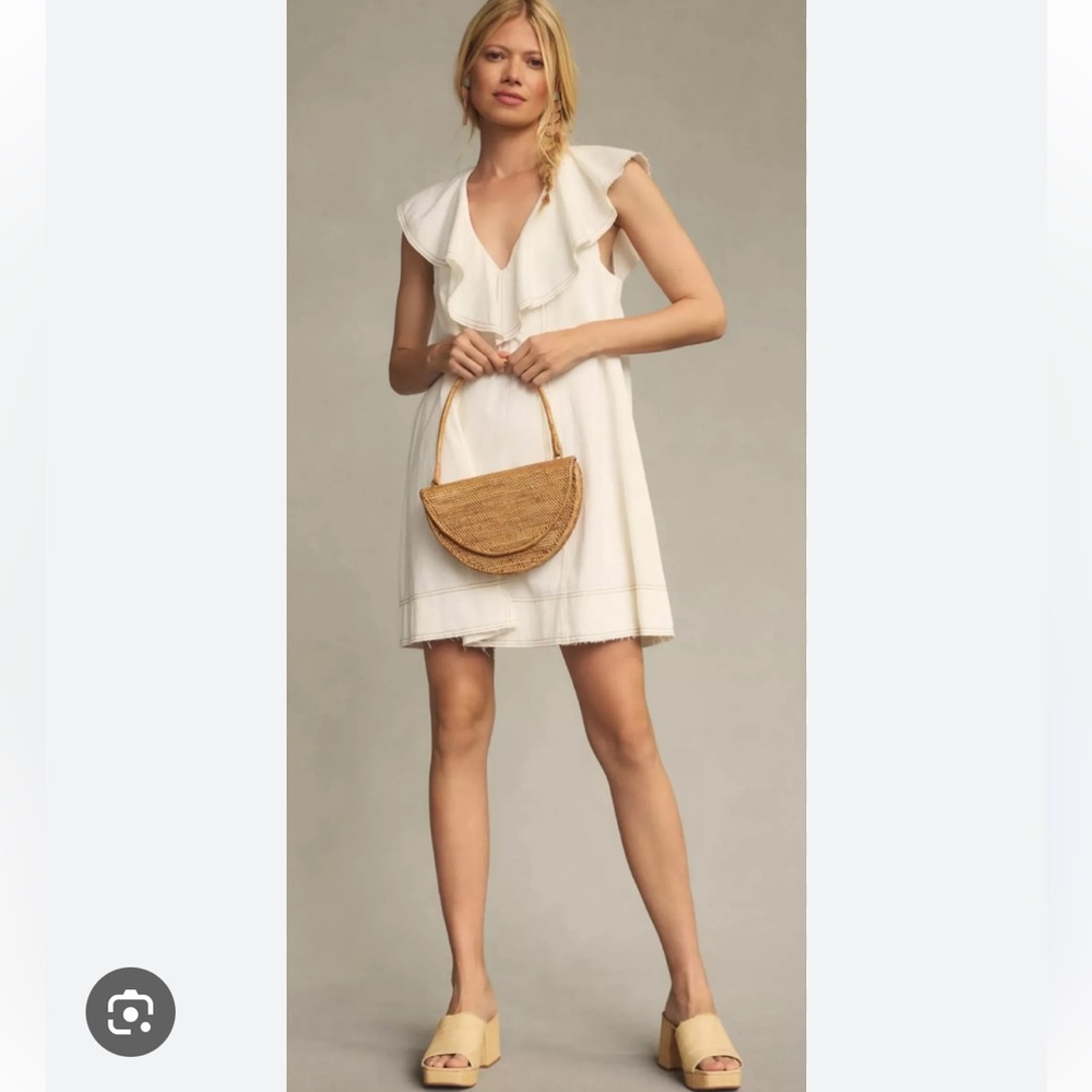 Pilcro V-Neck Ruffle Mini Dress Anthropologie Sz small